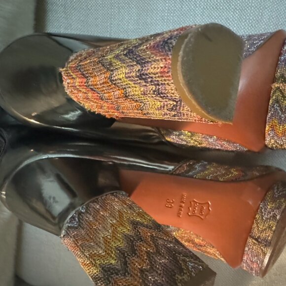 Metallic leather & pastel MISSONI print - platform boots made in Italy - size 39 - Picture 7 of 13